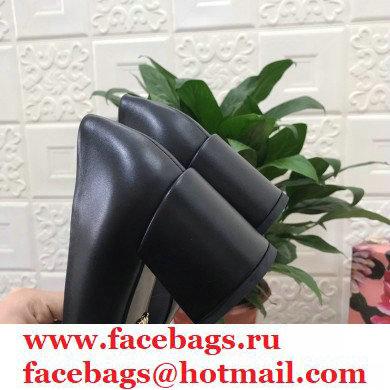 Dolce  &  Gabbana Block Heel 6.5cm Leather Sicily Pumps Black 2021